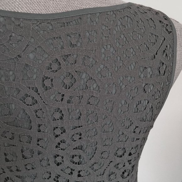 DKNY Lace Sheath Dress Charcoal Overlay Sleeveless Size 6 - Picture 8 of 8